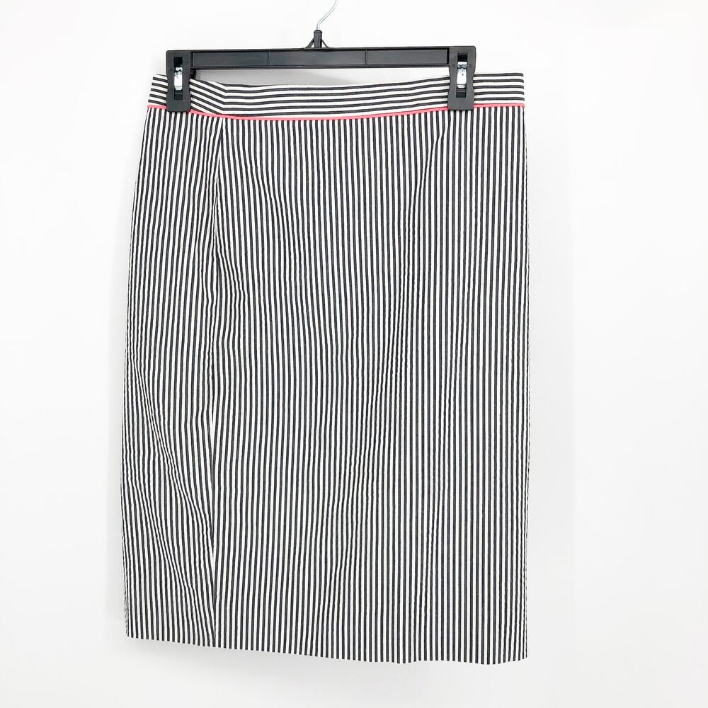 J.Crew Womens No. 2 Pencil Skirt 2 Blue White Seersucker High Rise Knee Length